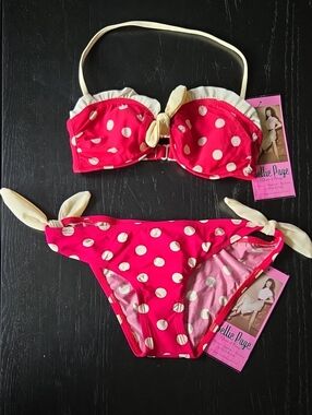 Polka Dot Red & Cream Tie Bikini